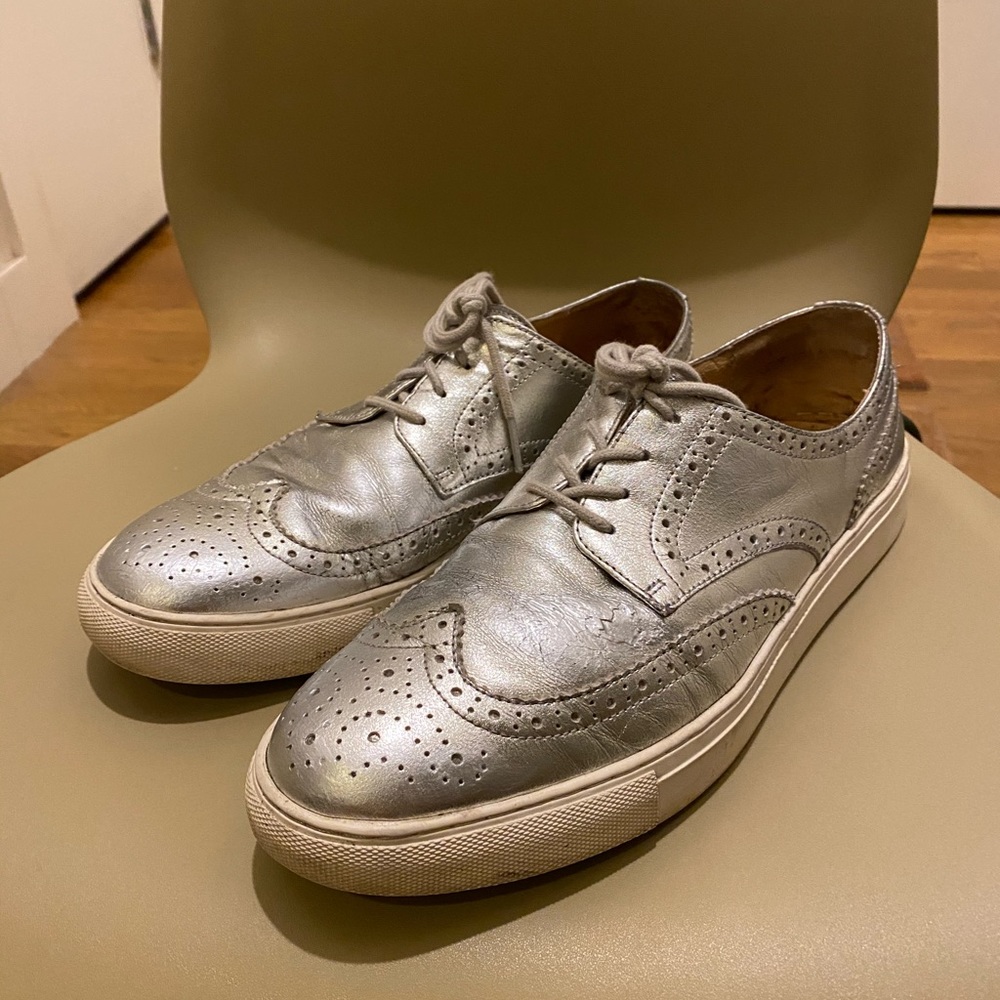Size 9.5 Silver Sneaker Brogue